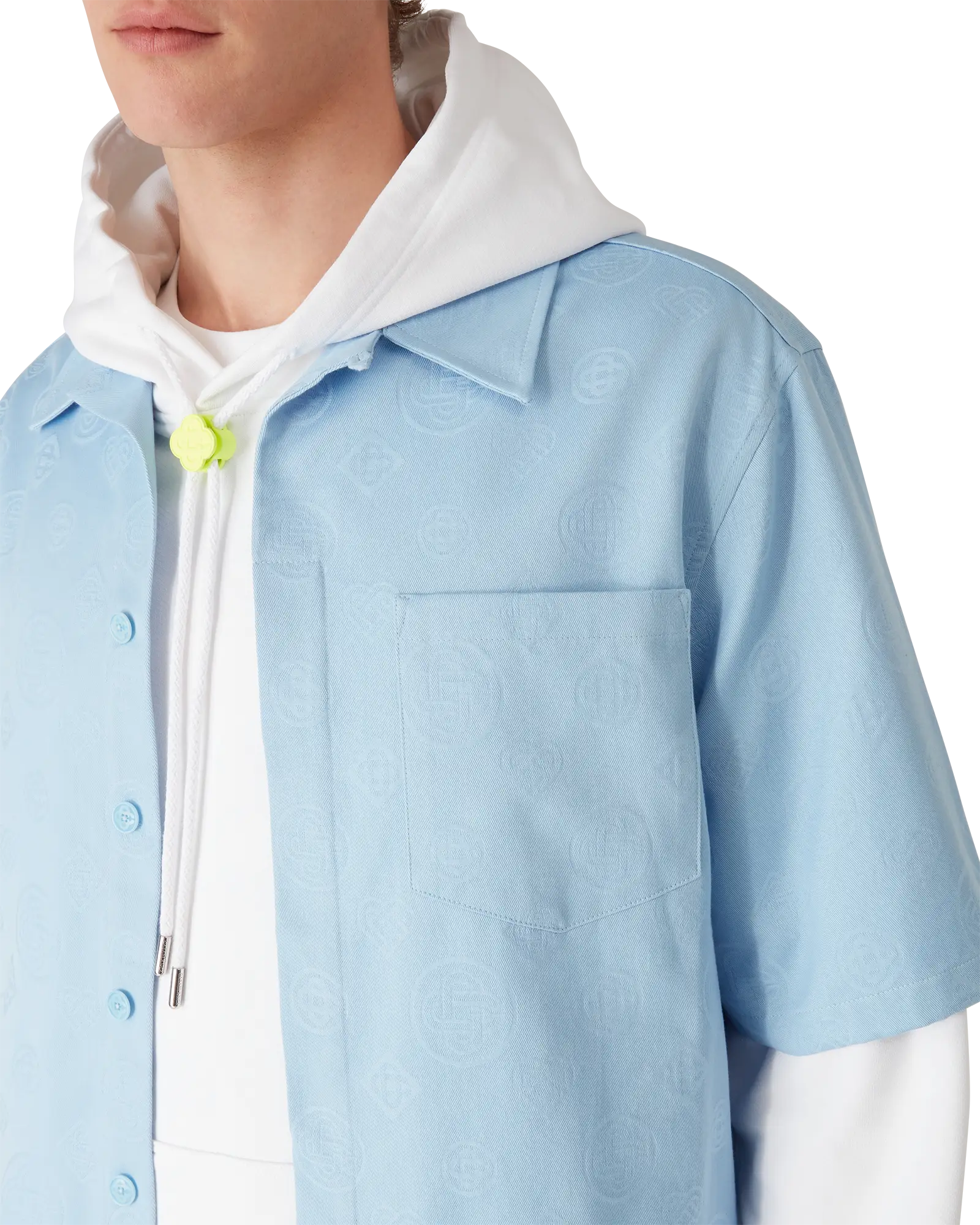 Light Blue Monogram Short Sleeve Shirt - Image 5
