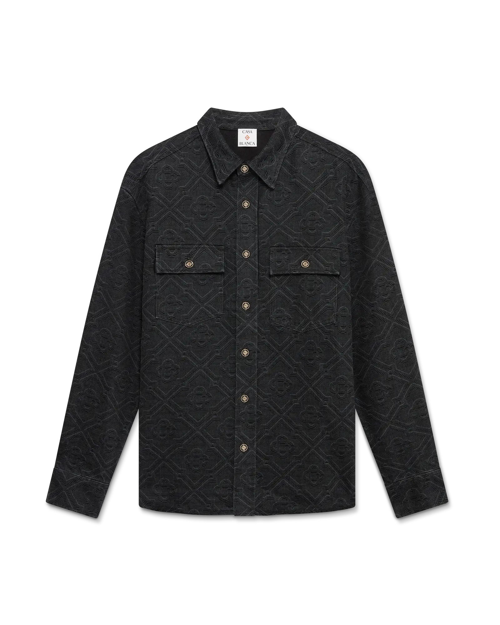 Black Laser Long Sleeve Denim Shirt