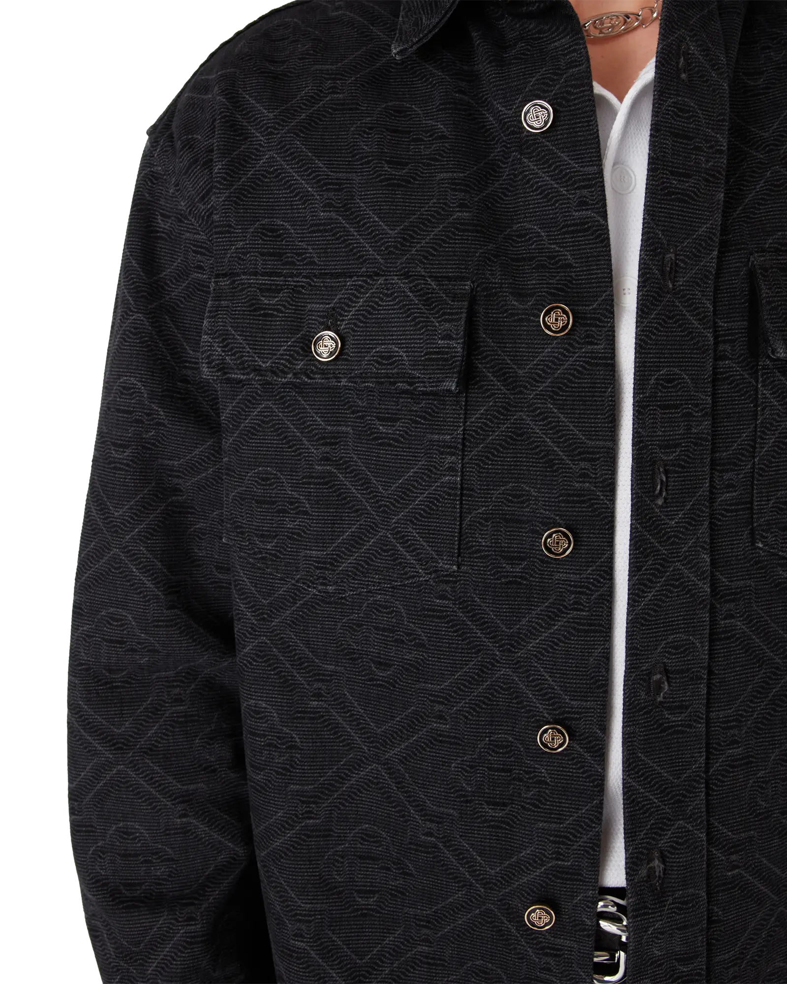 Black Laser Long Sleeve Denim Shirt - Image 5