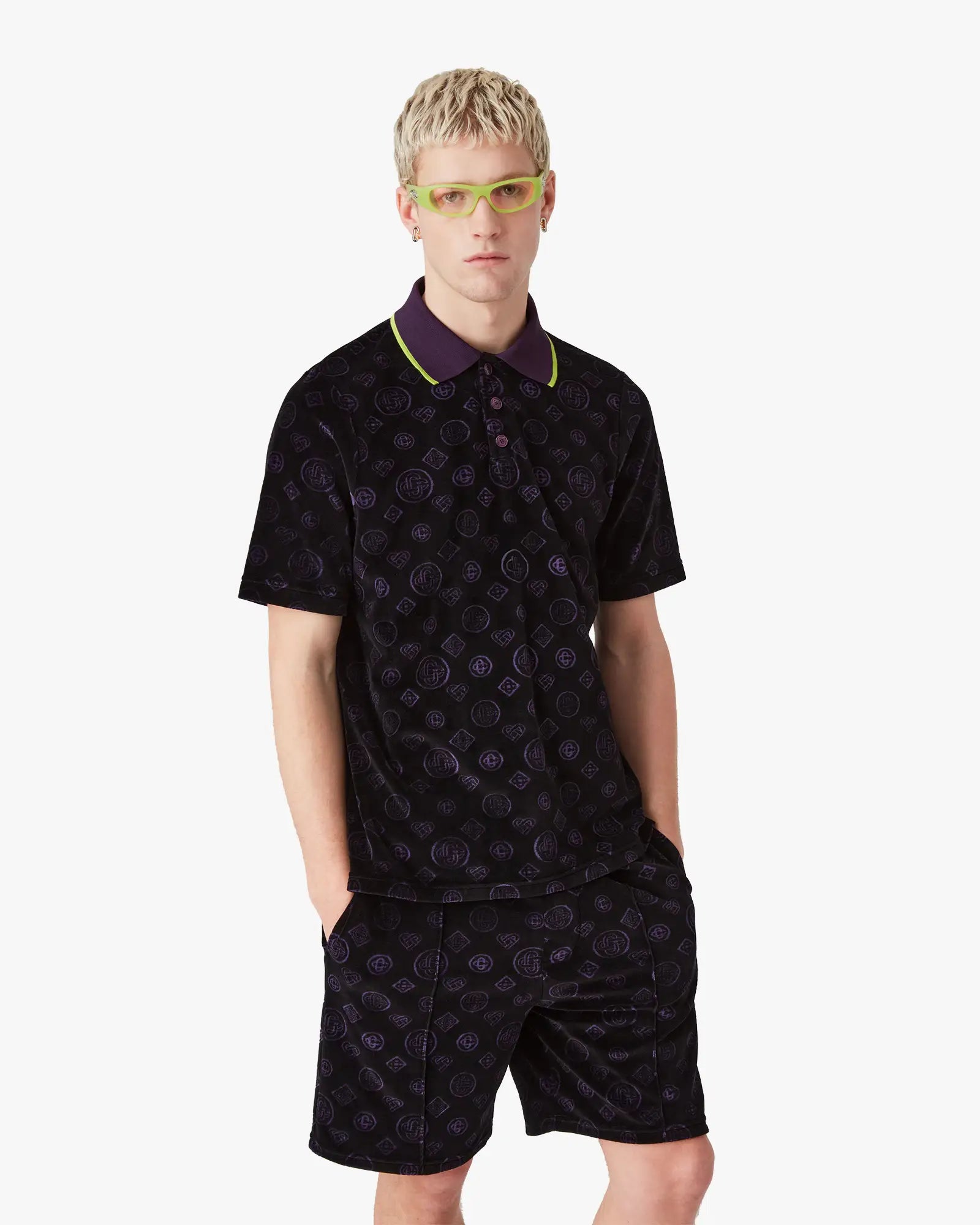 Purple Monogram Velour Polo Shirt - Image 4