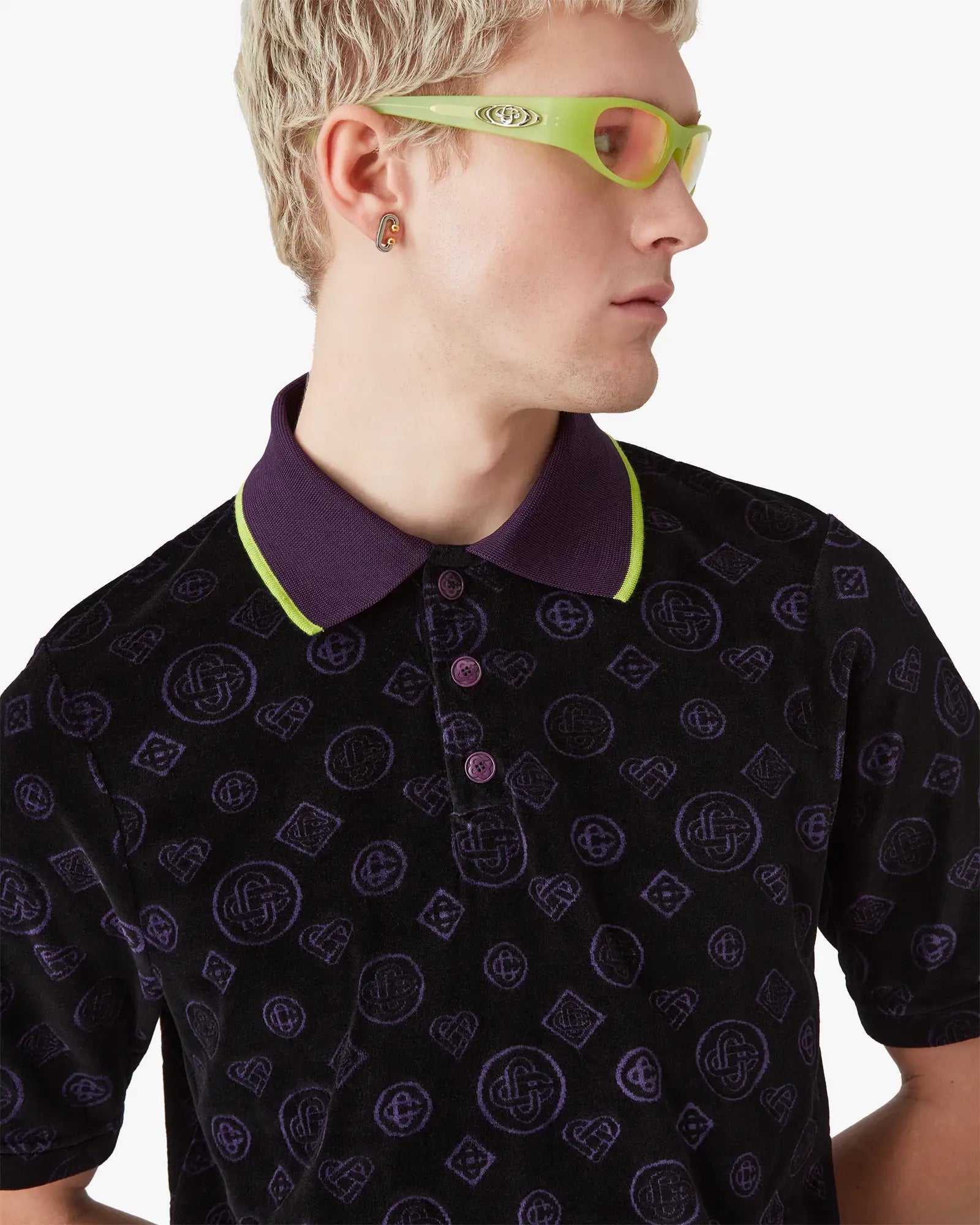 Purple Monogram Velour Polo Shirt - Image 5