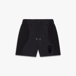 Black Squash Logo Flock Print Sweatshorts