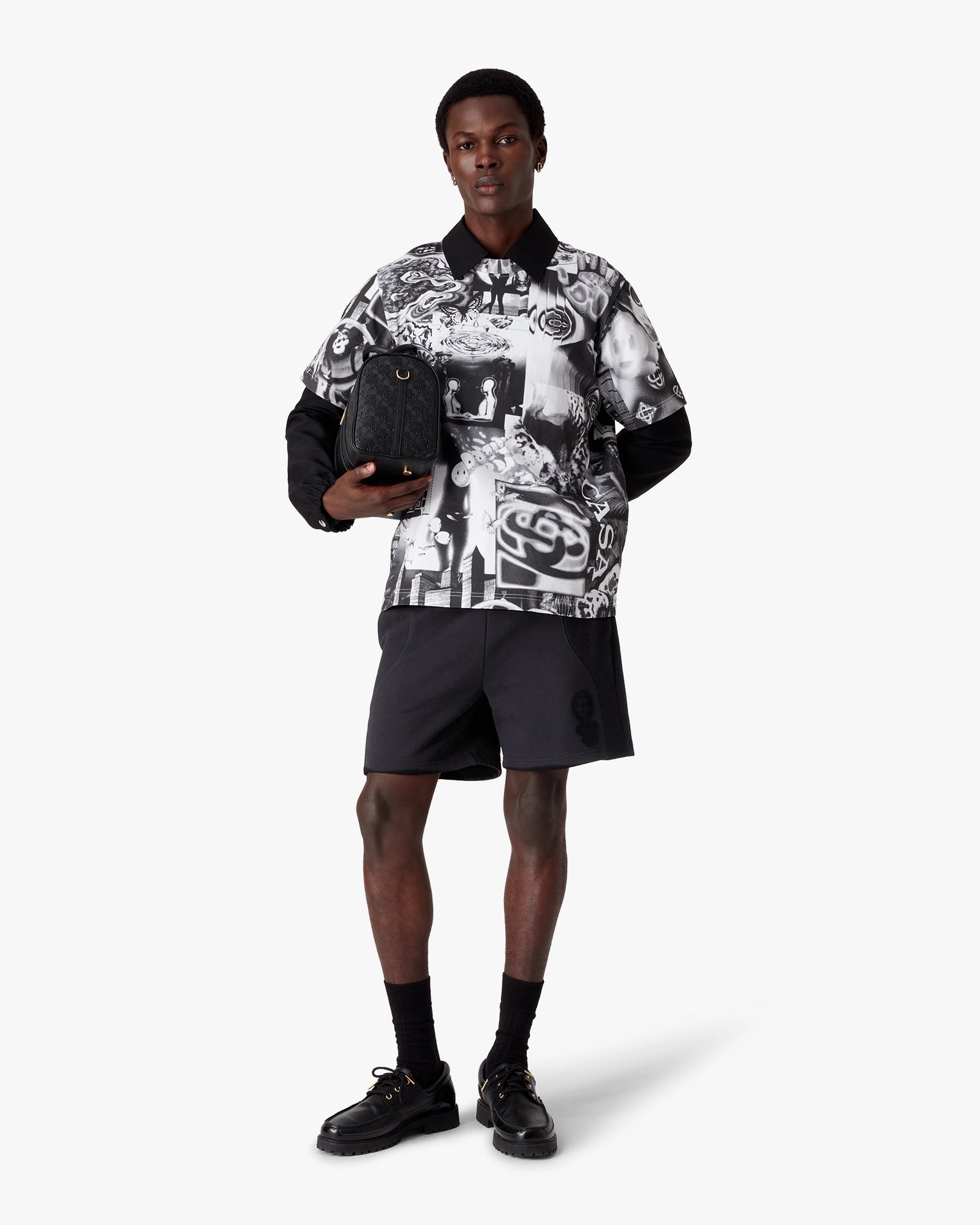 Black Squash Logo Flock Print Sweatshorts - Image 2