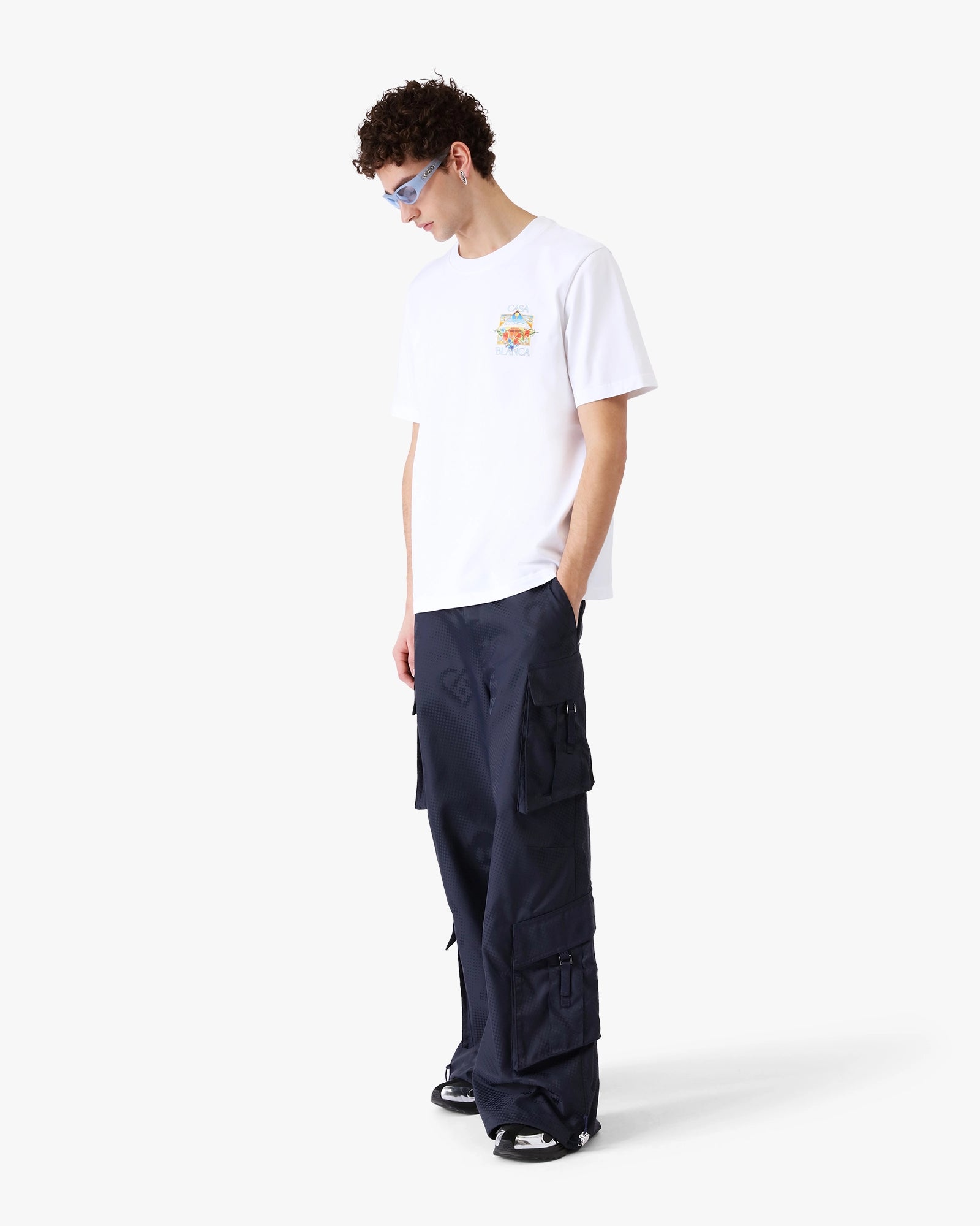 White Flower Court Icon Short Sleeve T-Shirt - Image 3