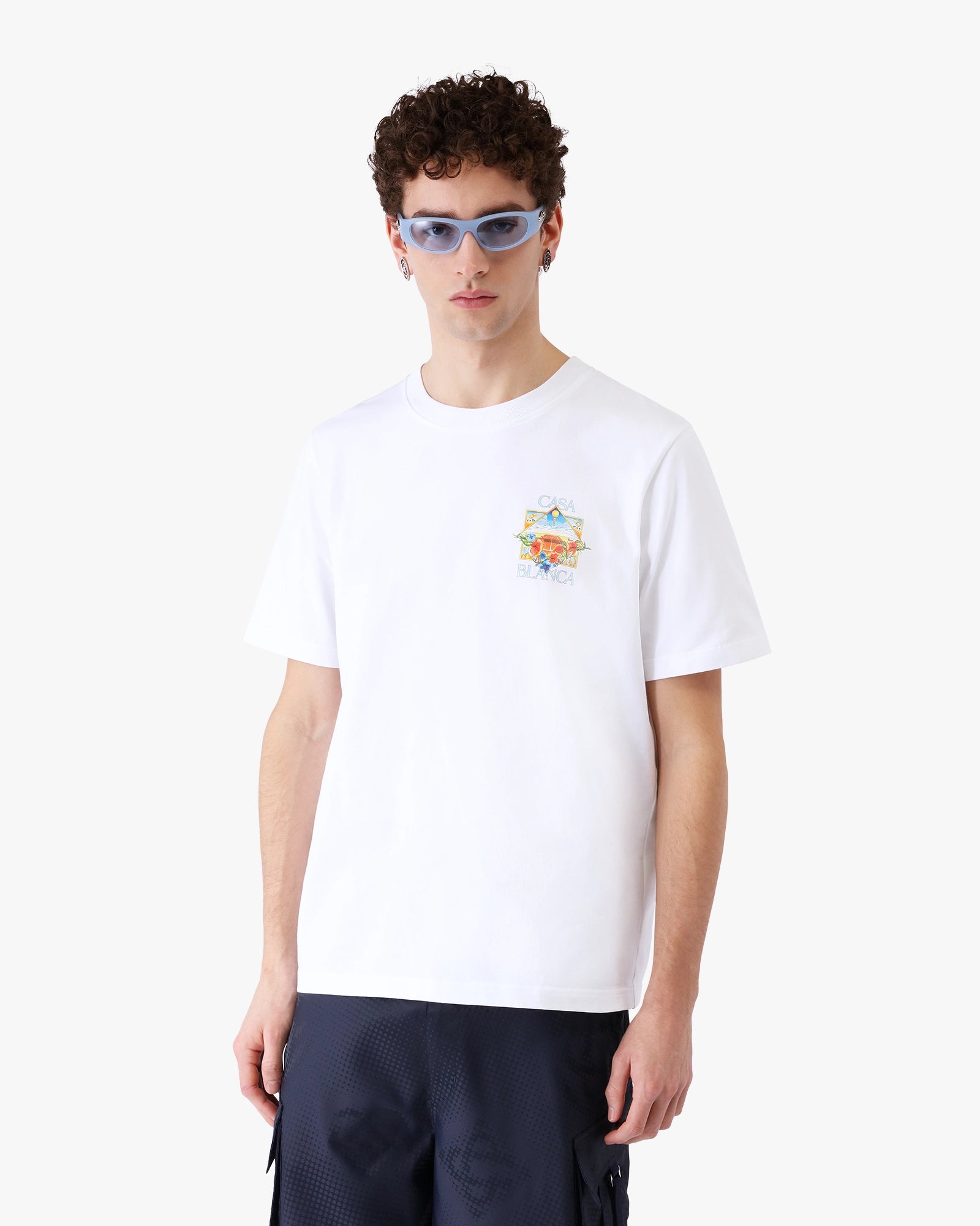 White Flower Court Icon Short Sleeve T-Shirt - Image 4