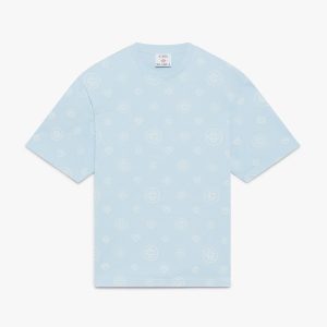 Blue Applique Monogram Oversized Short Sleeve T-Shirt
