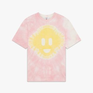 Pink Tie Dye Oversized CC Smile Short Sleeve T-Shirt