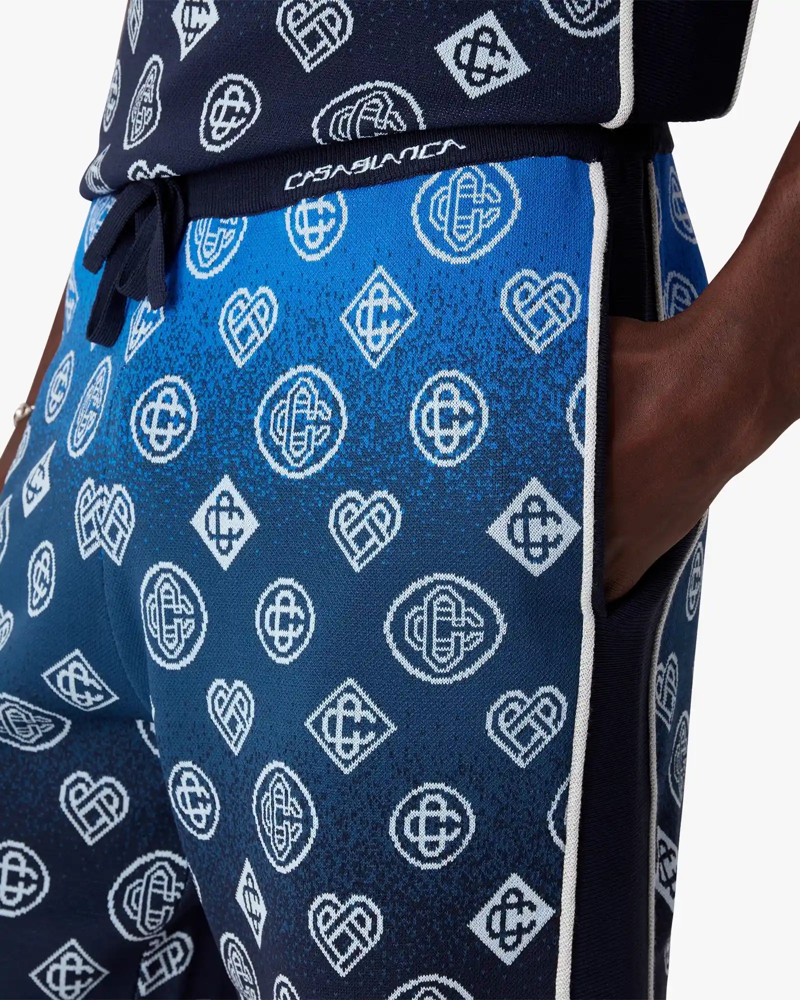 Navy Gradient Monogram Knitted Shorts - Image 5