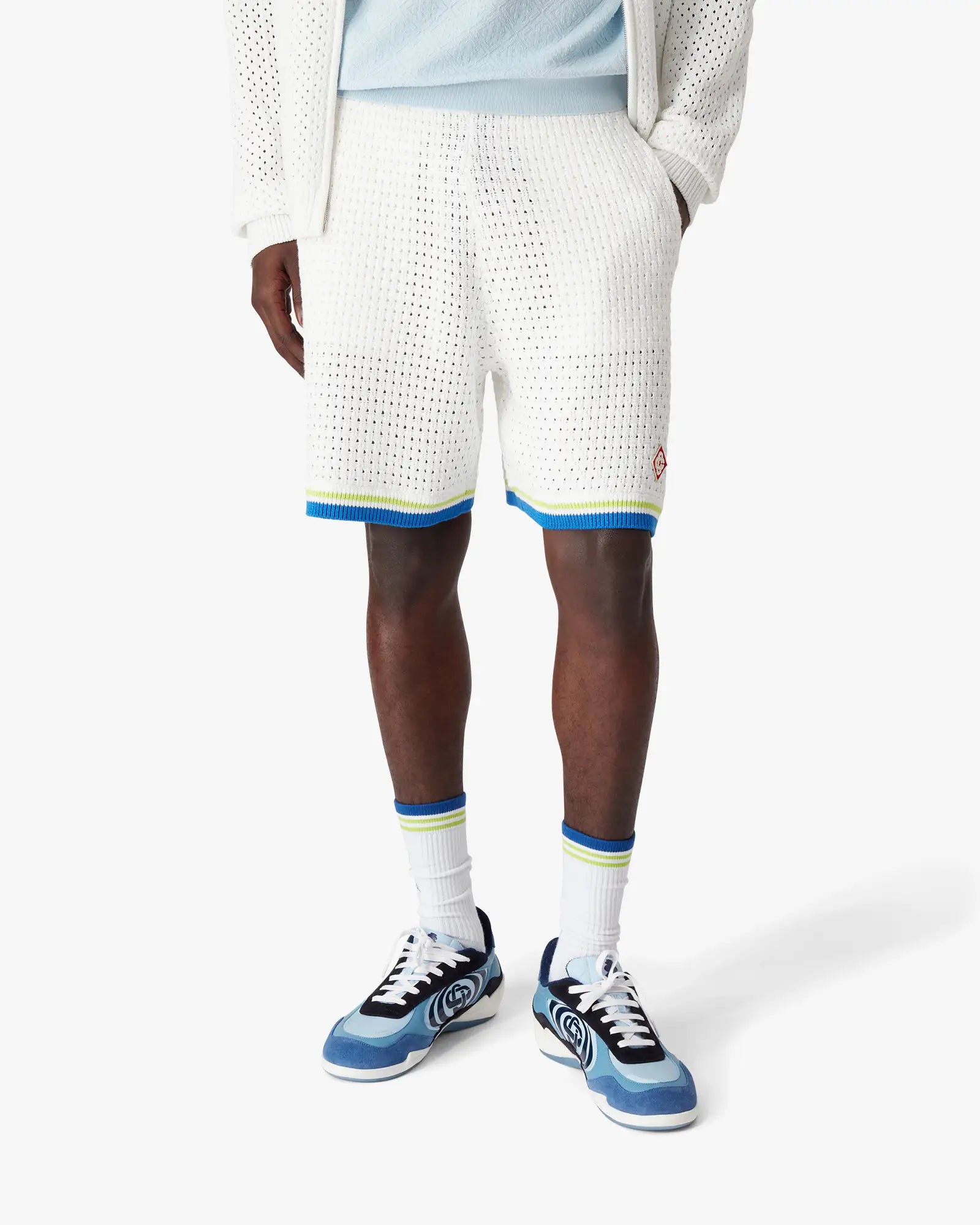 White & Blue Crochet Shorts - Image 4