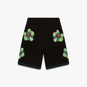 Glitch Orchid Embroidered Crochet Shorts