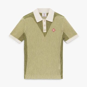 Vertical Stripe Short Sleeve Polo Shirt