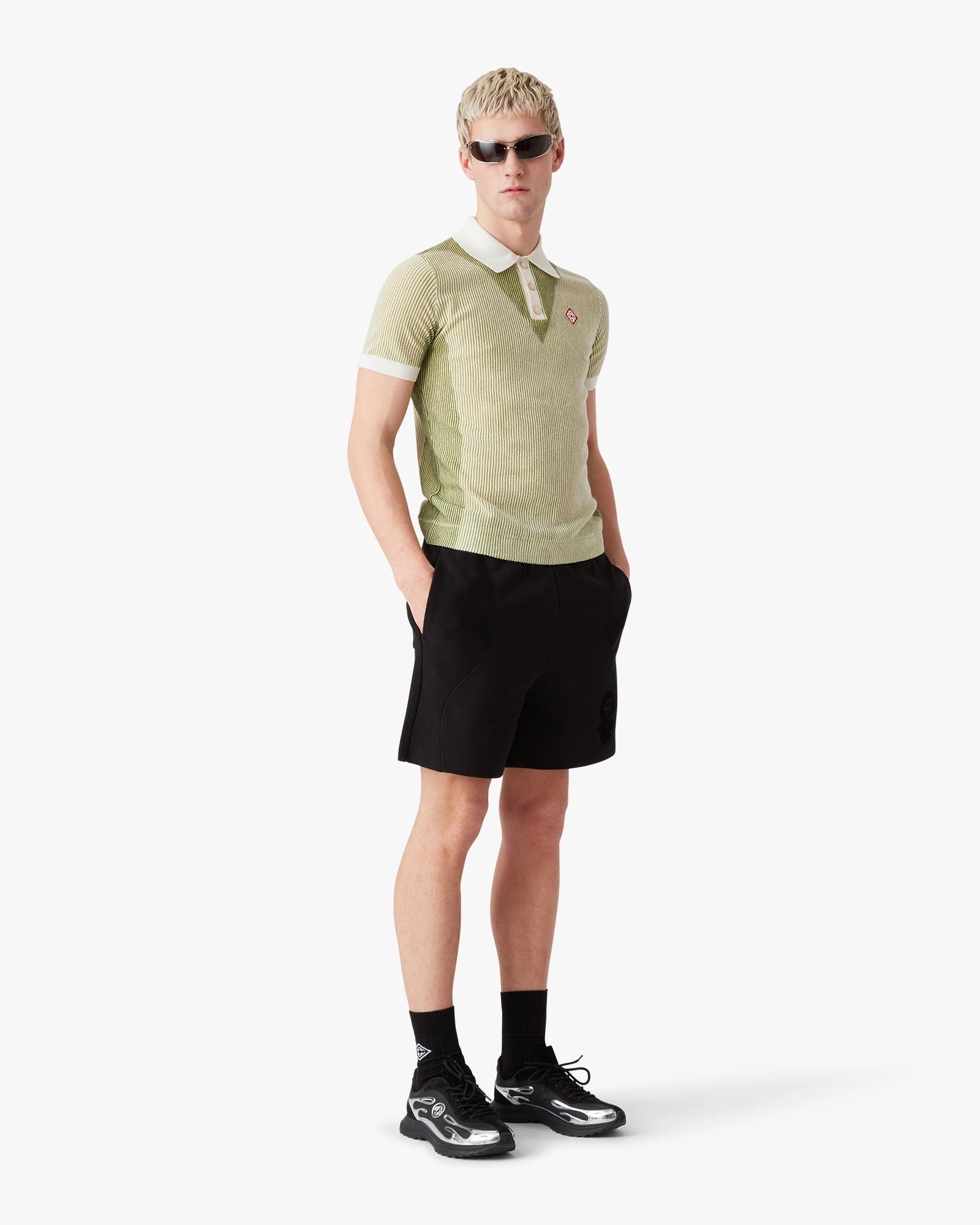 Vertical Stripe Short Sleeve Polo Shirt - Image 2