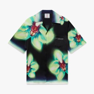 Orchid Glitch Short Sleeve Silk Shirt