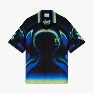 Sporchid Black Short Sleeve Silk Shirt