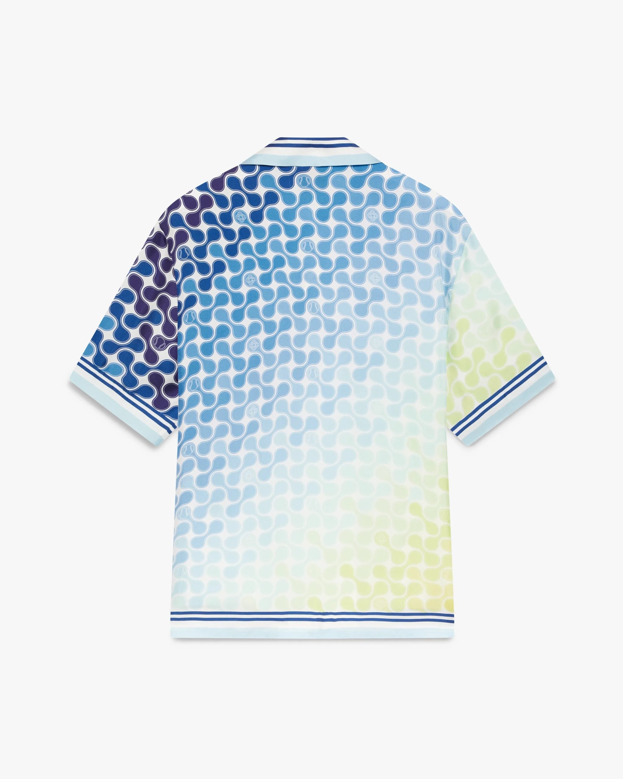 Gradient Tennis Tile Short Sleeve Silk Shirt - Image 6