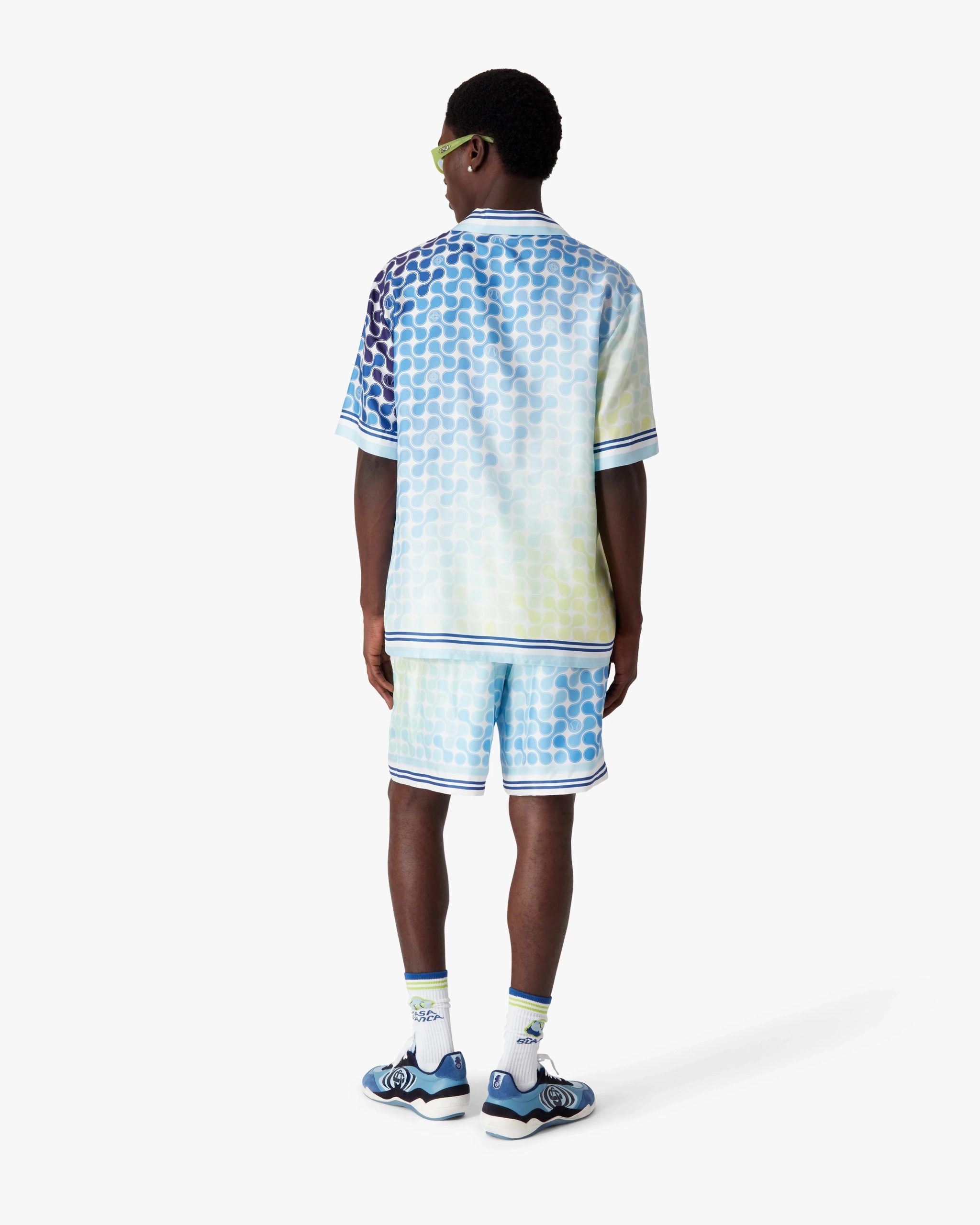 Gradient Tennis Tile Short Sleeve Silk Shirt - Image 3