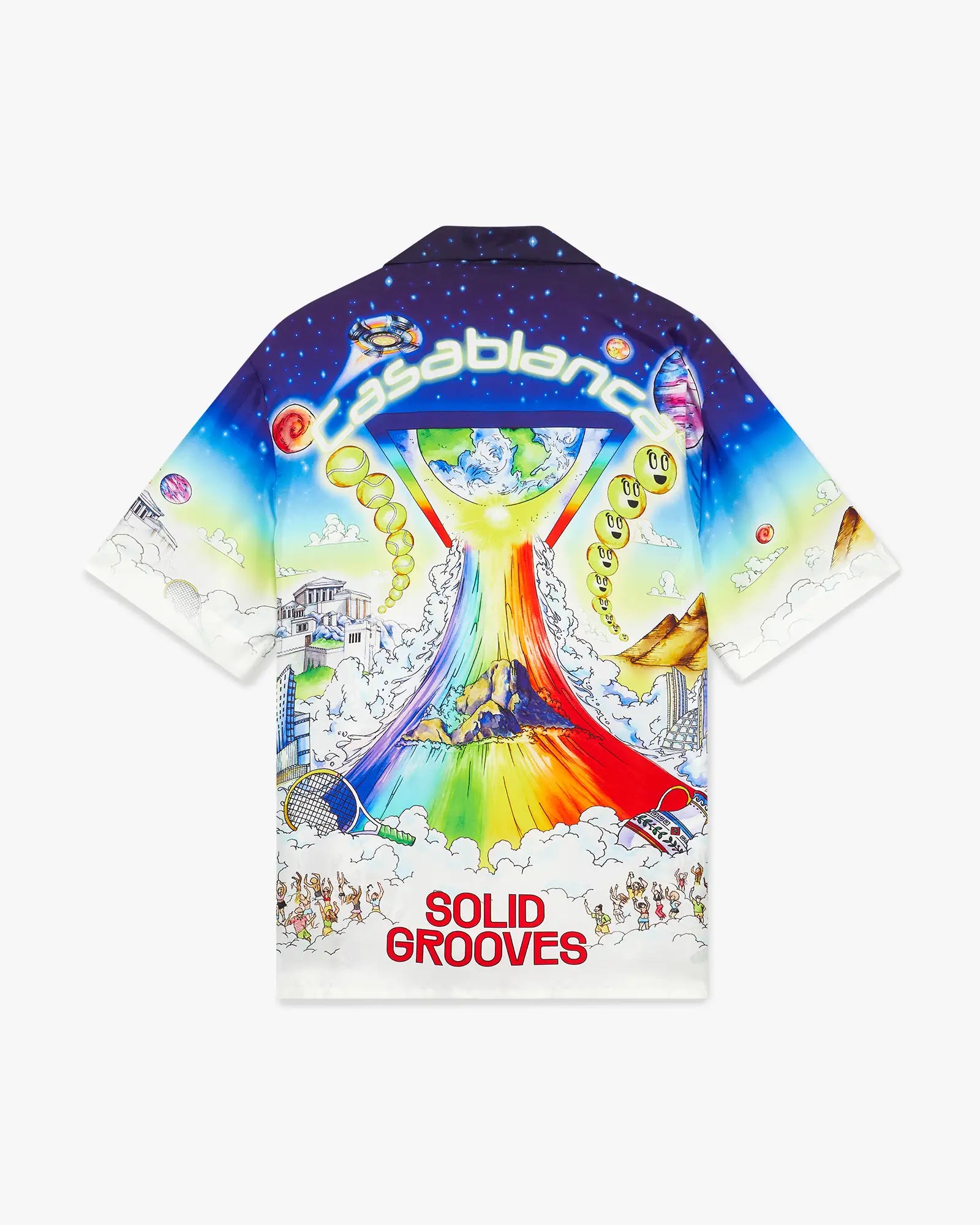 Solid Grooves Short Sleeve Silk Shirt - Image 6