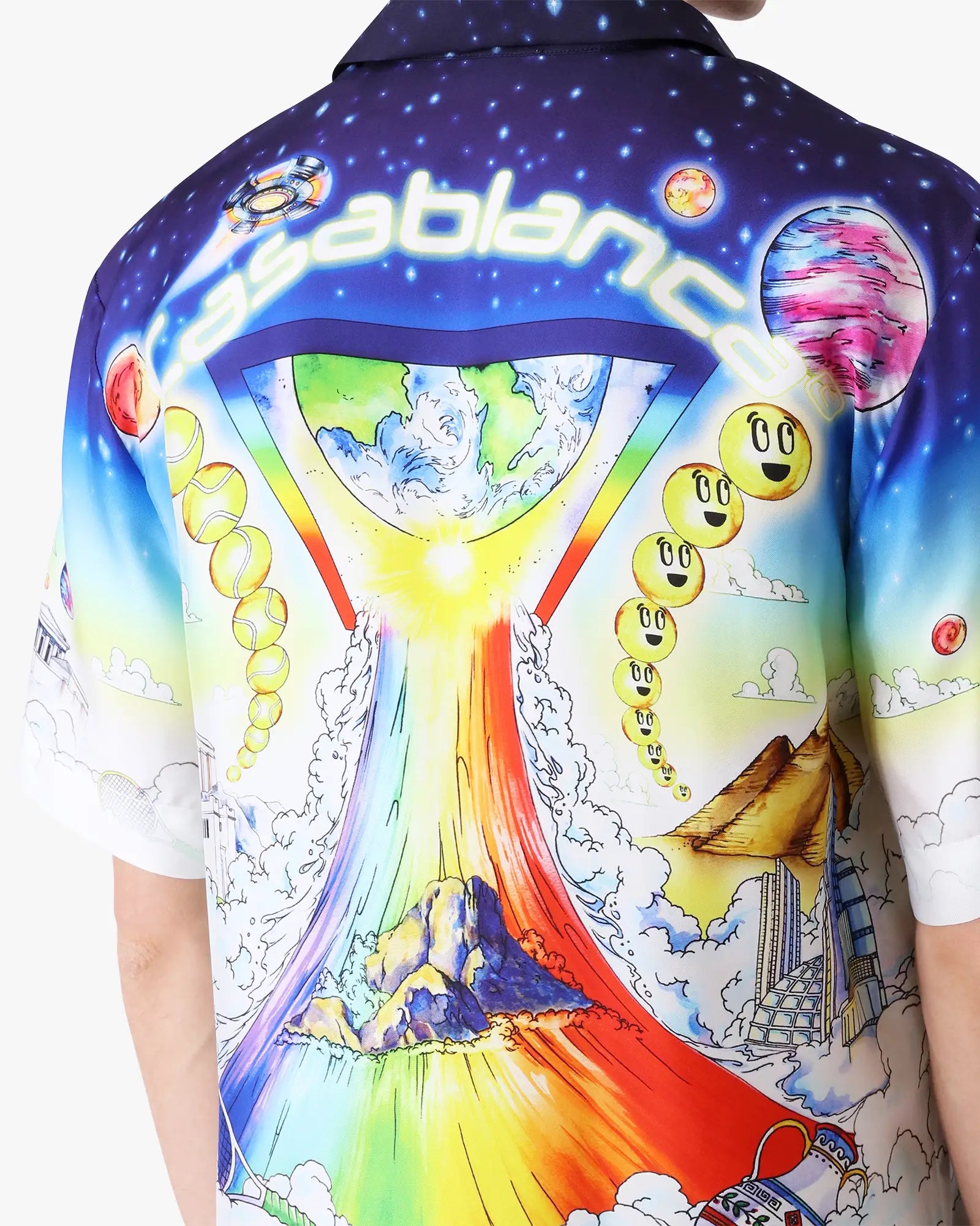 Solid Grooves Short Sleeve Silk Shirt - Image 5