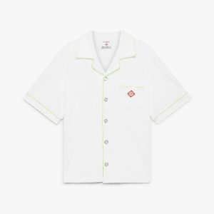 White Towelling Monogram Short Sleeve Shirt