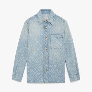 Pearl Monogram Long Sleeve Denim Shirt