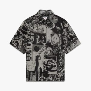 Rave Collage Short Sleeve Denim Shirt