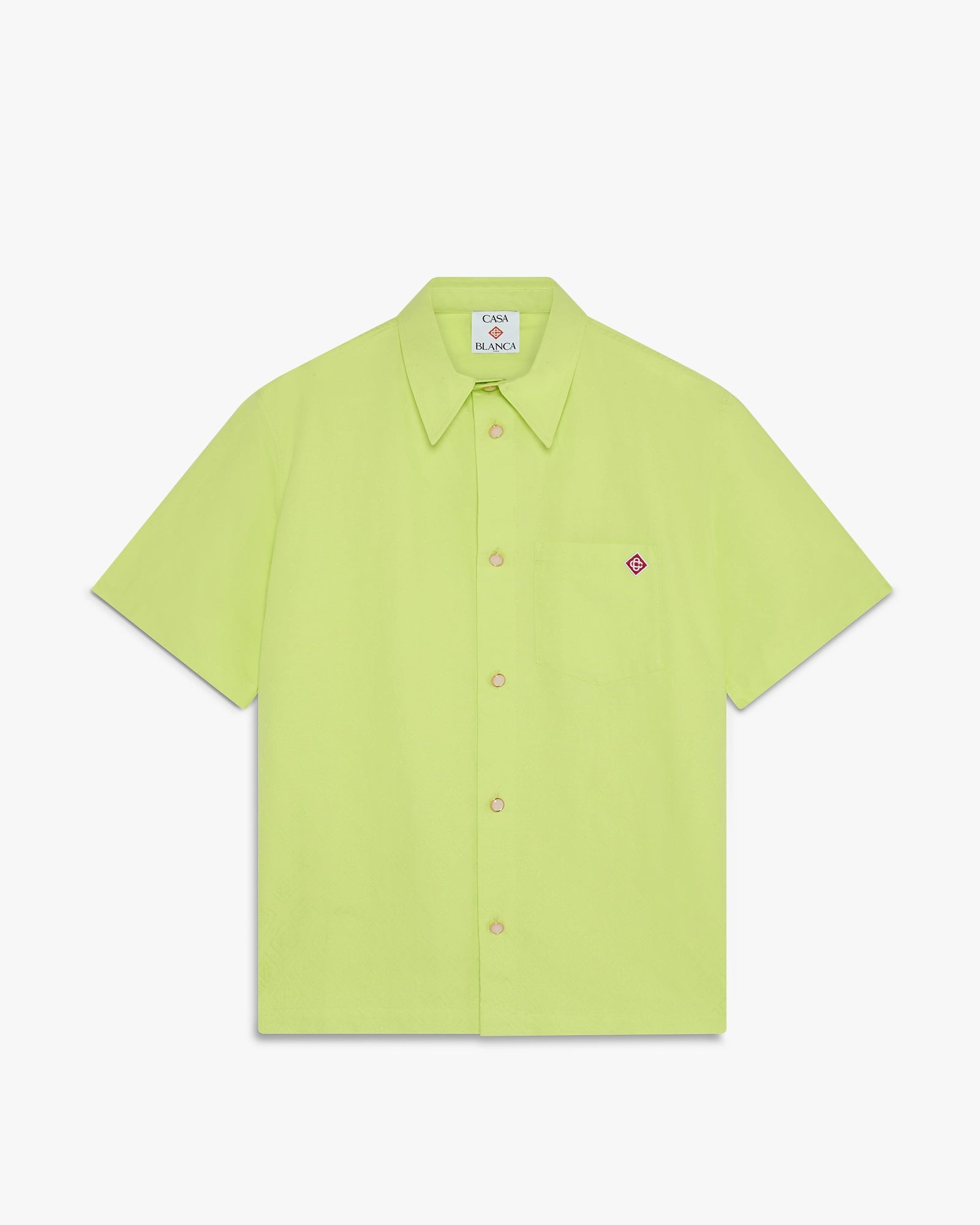 Lime Pique Monogram Short Sleeve Shirt