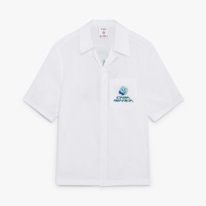 White Embroidered Short Sleeve Shirt