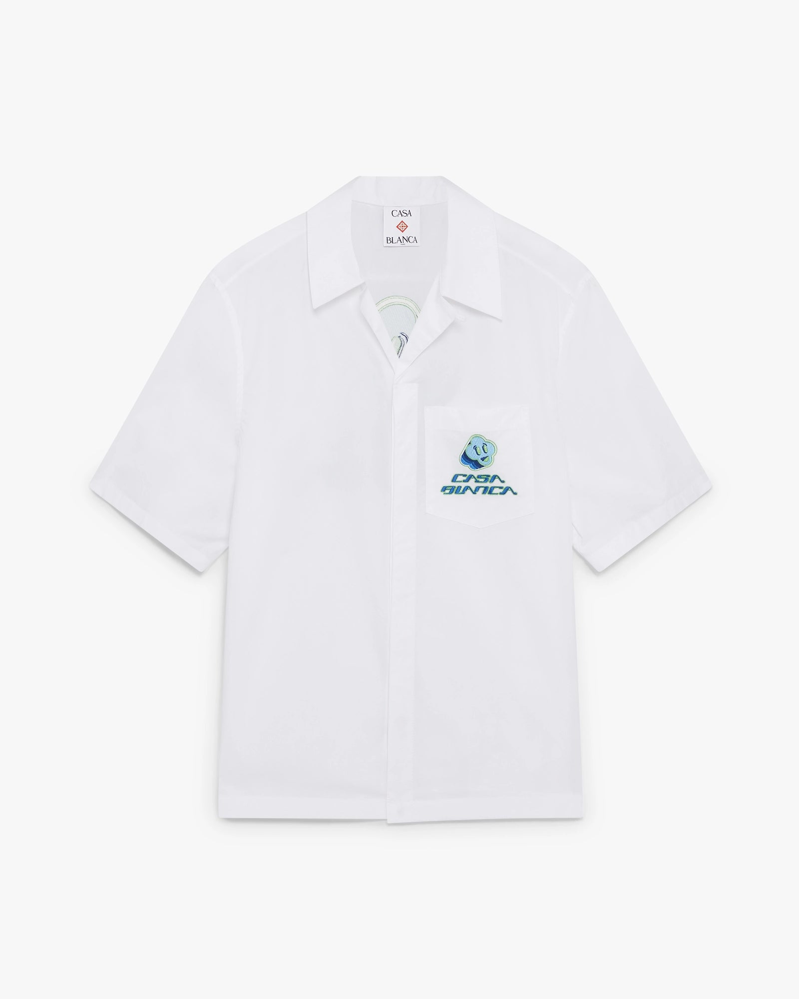 White Embroidered Short Sleeve Shirt