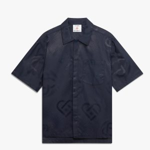 Navy Half Tone Monogram Short Sleeve Shirt