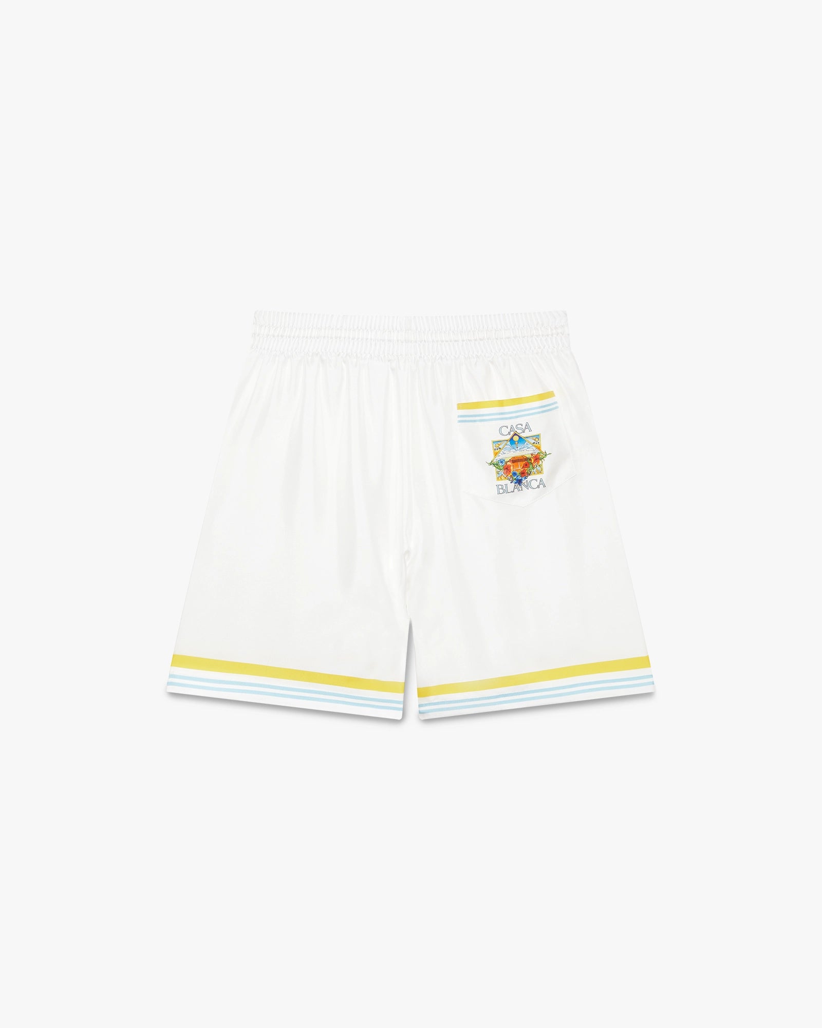 White Tennis Landscape Silk Shorts - Image 6