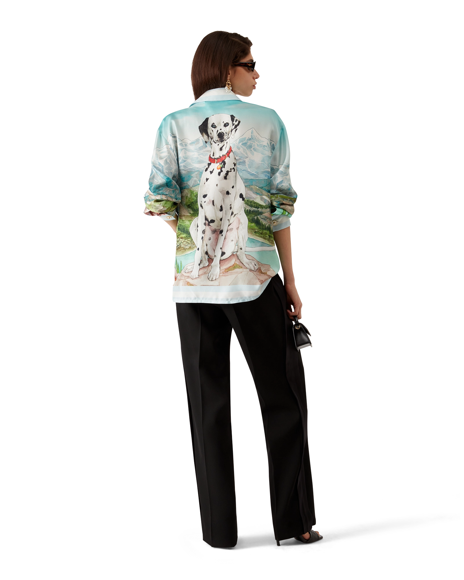 Dalmatian A La Montange Long Sleeve Silk Shirt - Image 4