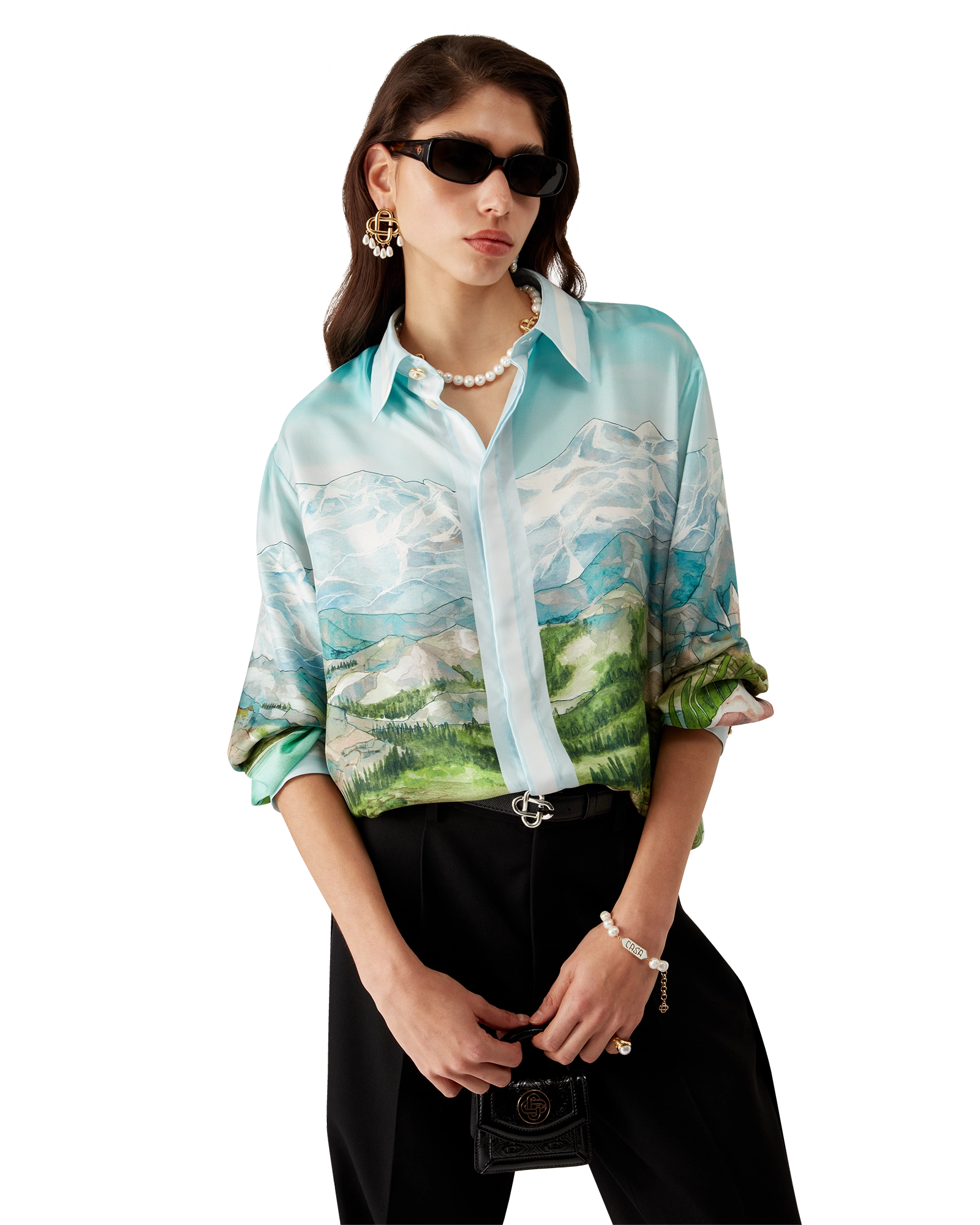 Dalmatian A La Montange Long Sleeve Silk Shirt - Image 6