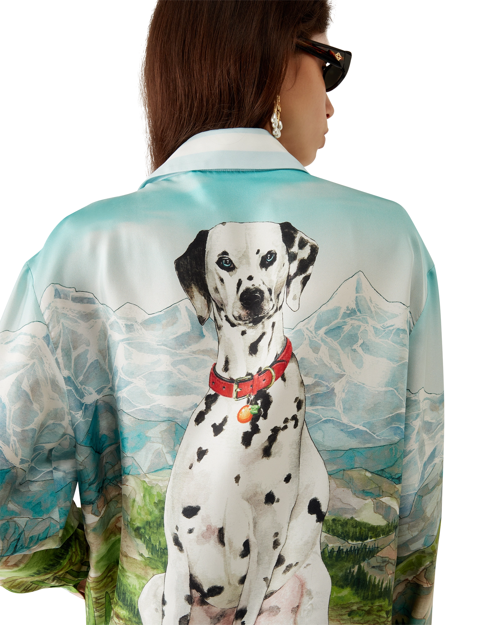 Dalmatian A La Montange Long Sleeve Silk Shirt - Image 8