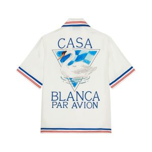 Casablanca Par Avion Short Sleeve Silk Shirt