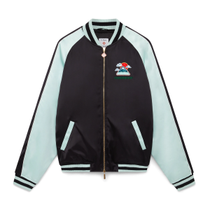 Embroidered Satin Bomber Jacket