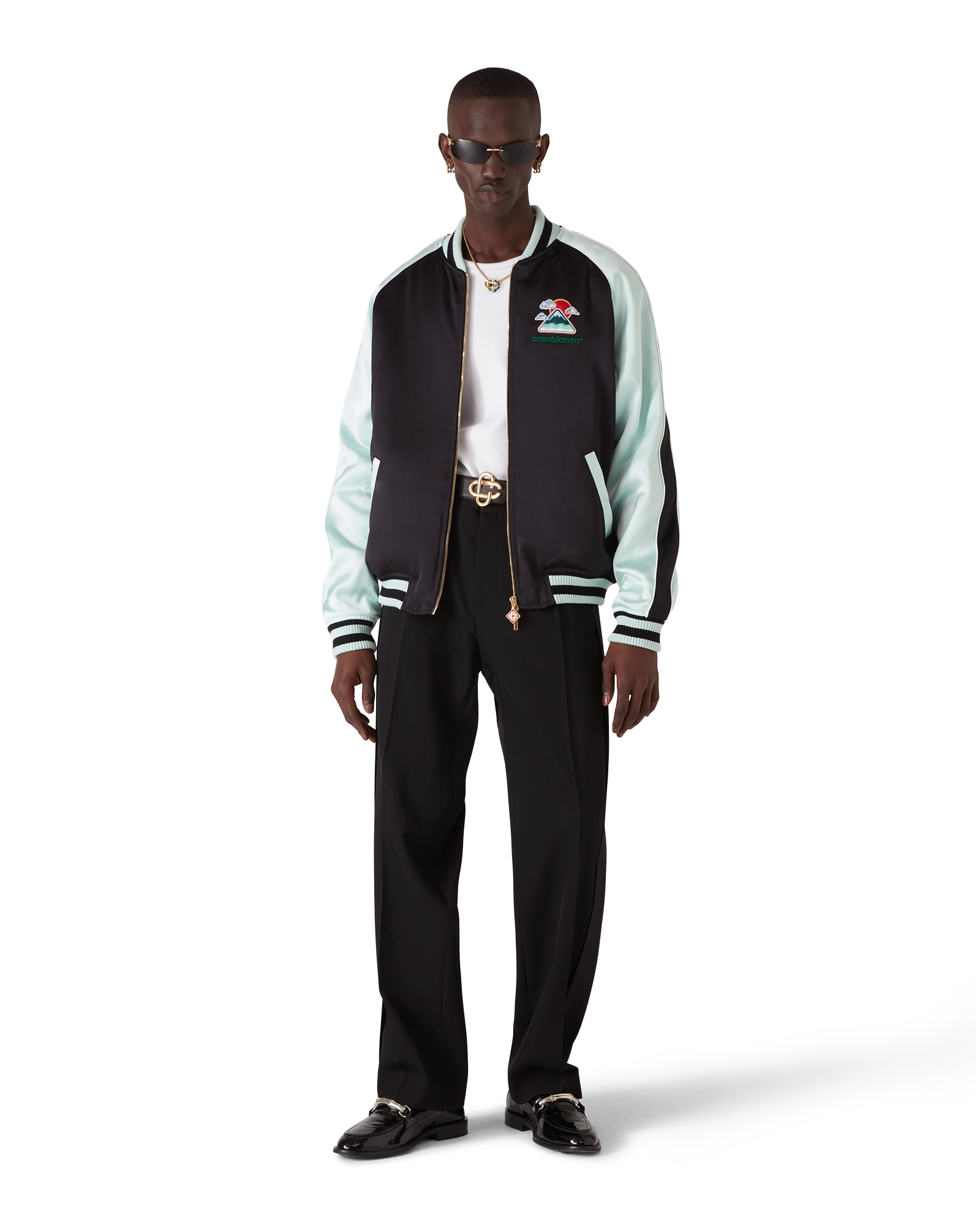Embroidered Satin Bomber Jacket - Image 2