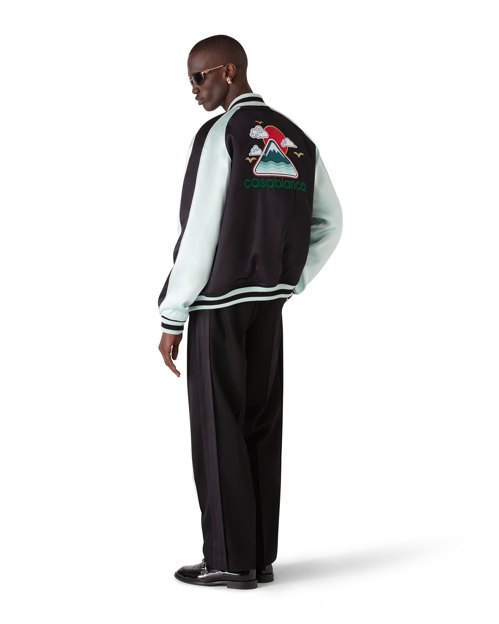 Embroidered Satin Bomber Jacket - Image 3