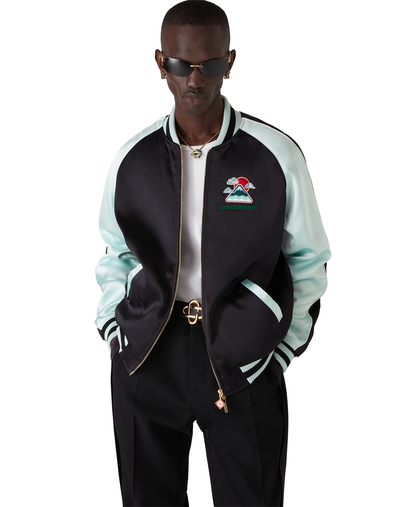 Embroidered Satin Bomber Jacket - Image 4
