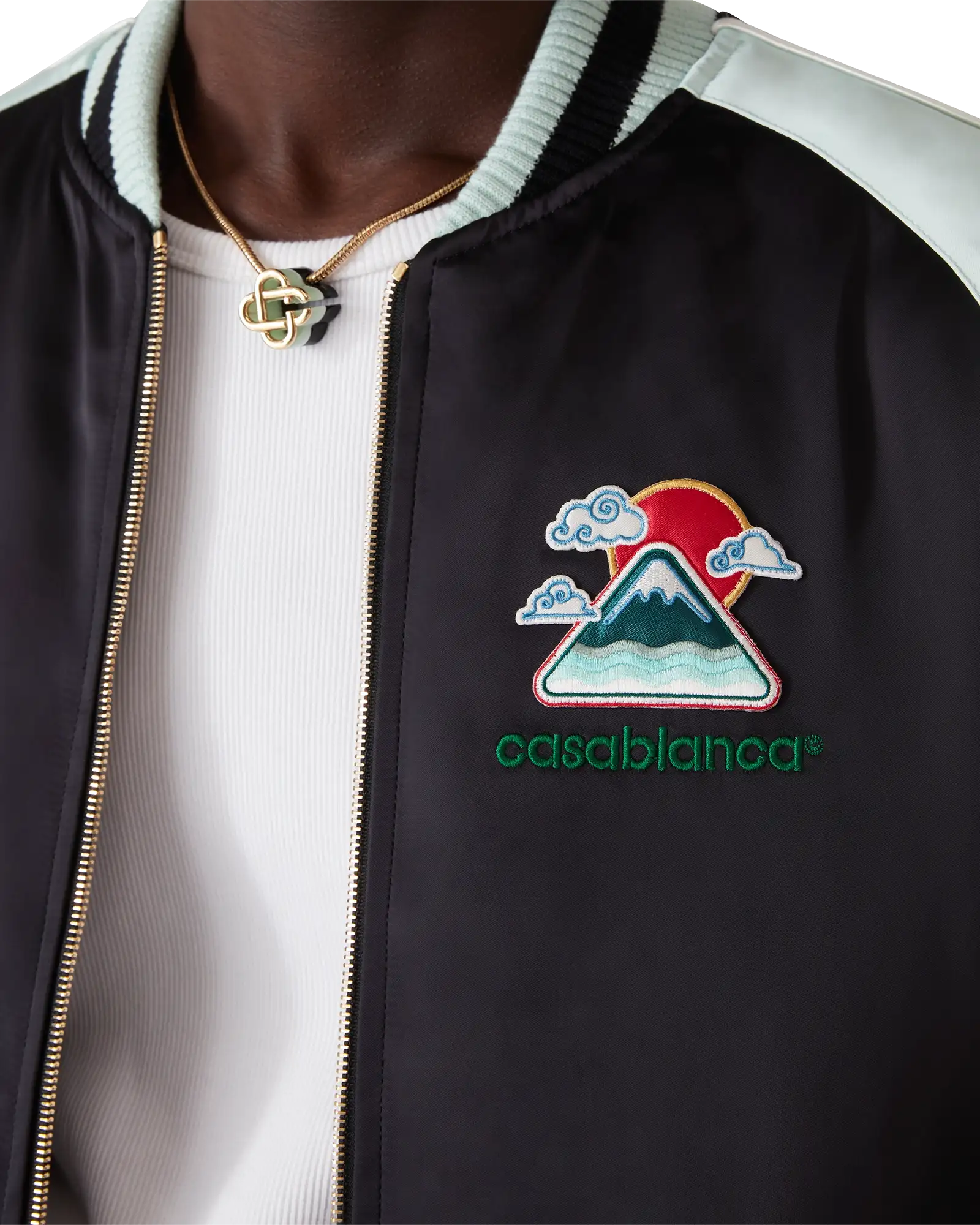 Embroidered Satin Bomber Jacket - Image 5