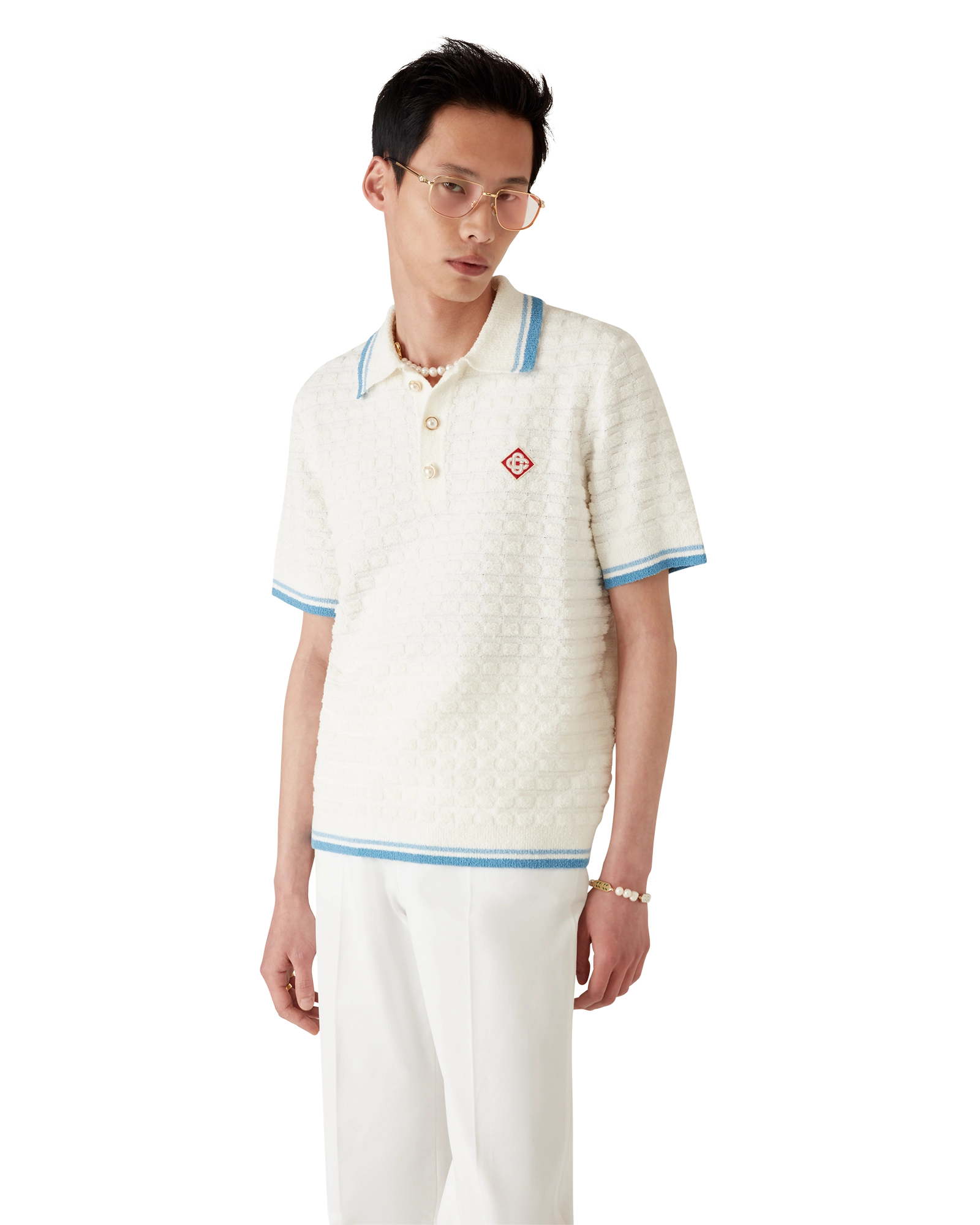Cotton Boucle Polo Shirt - Image 4