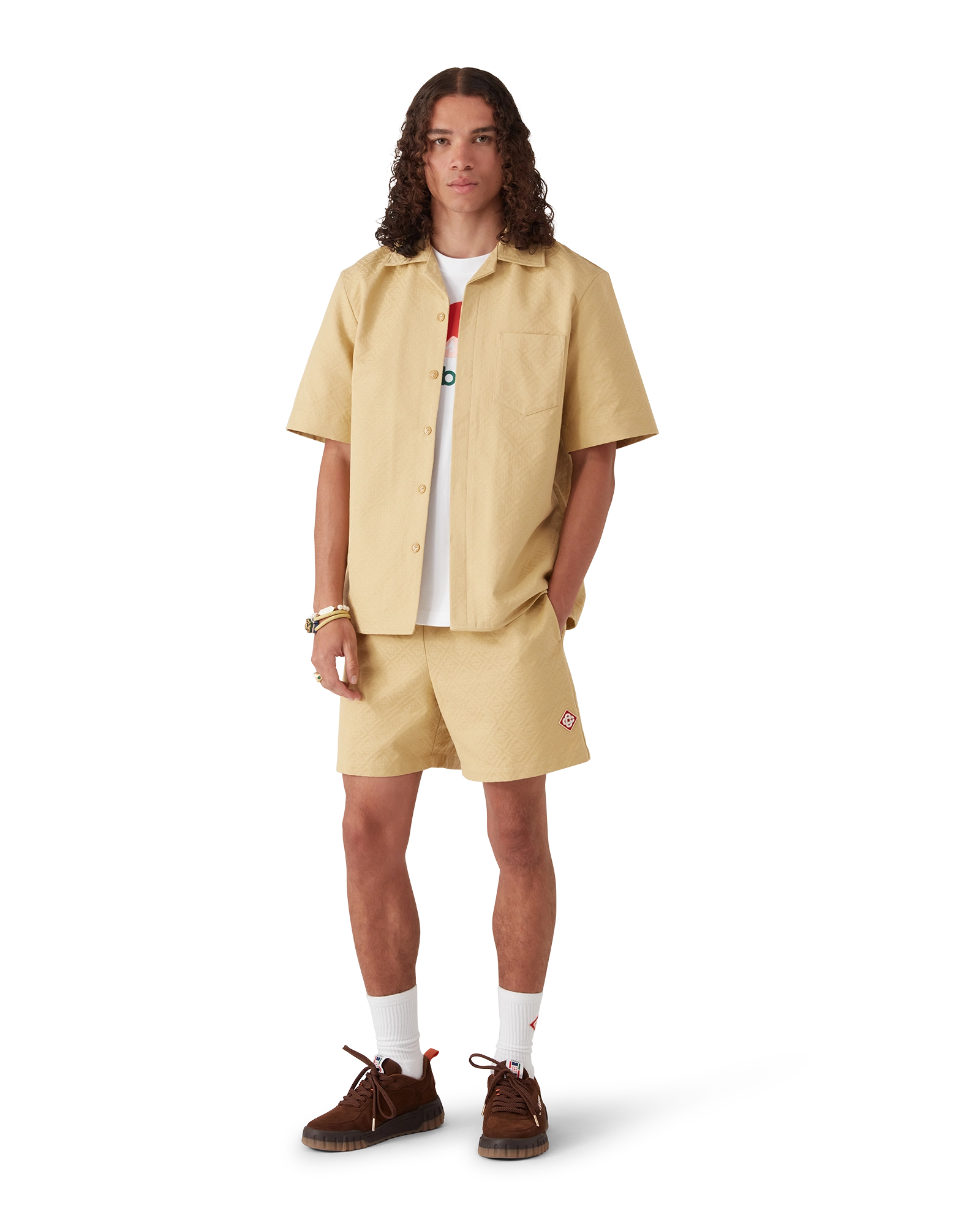 Cotton Monogram Jacquard Short Sleeve Shirt - Image 2