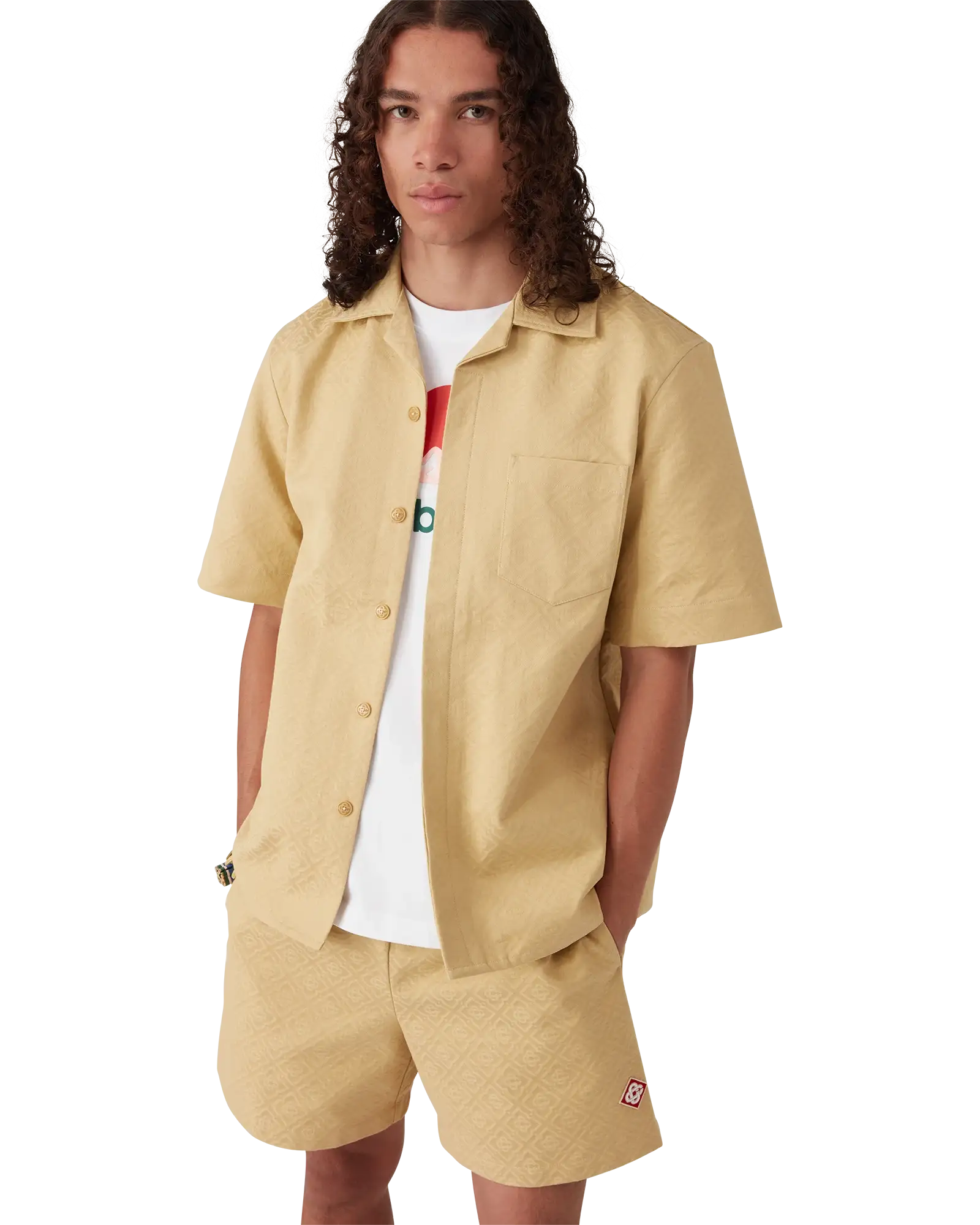 Cotton Monogram Jacquard Short Sleeve Shirt - Image 4