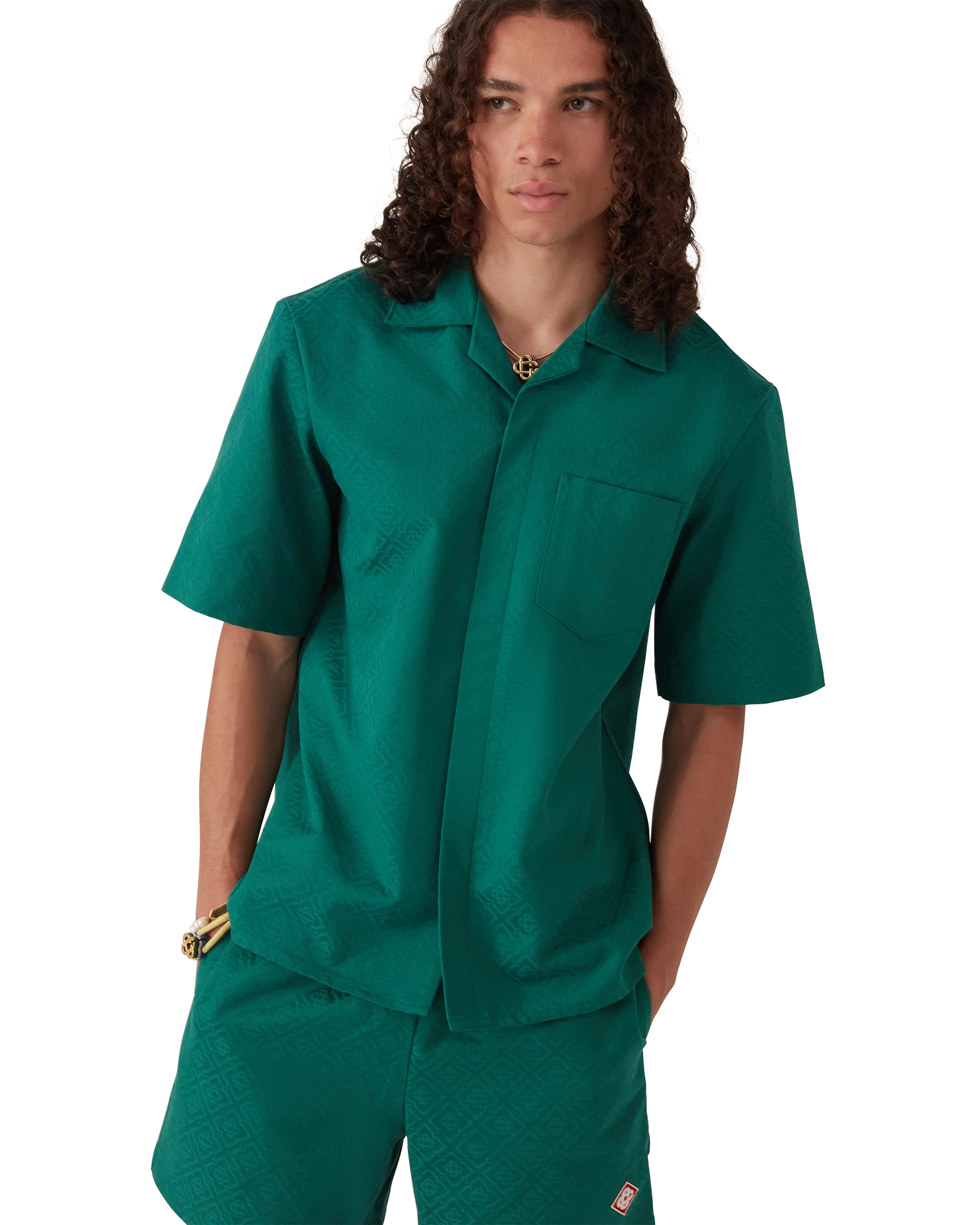 Cotton Monogram Short Sleeve Jacquard Shirt - Image 4