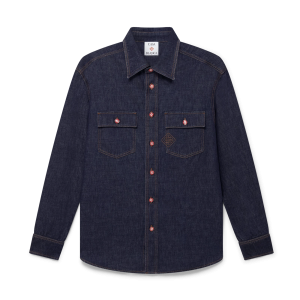 Denim Long Sleeve Shirt with Logo Embroidery