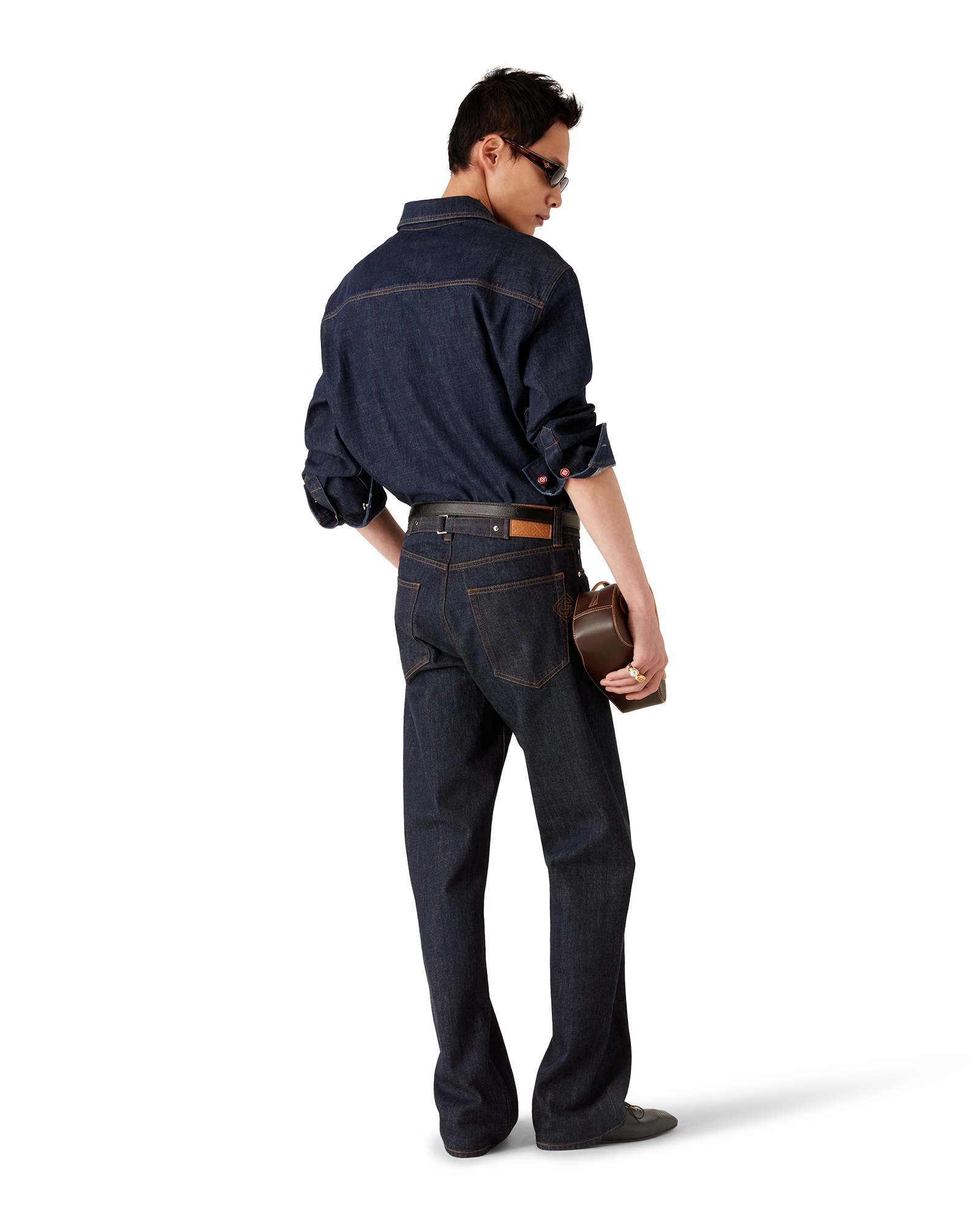 Denim Long Sleeve Shirt with Logo Embroidery - Image 3
