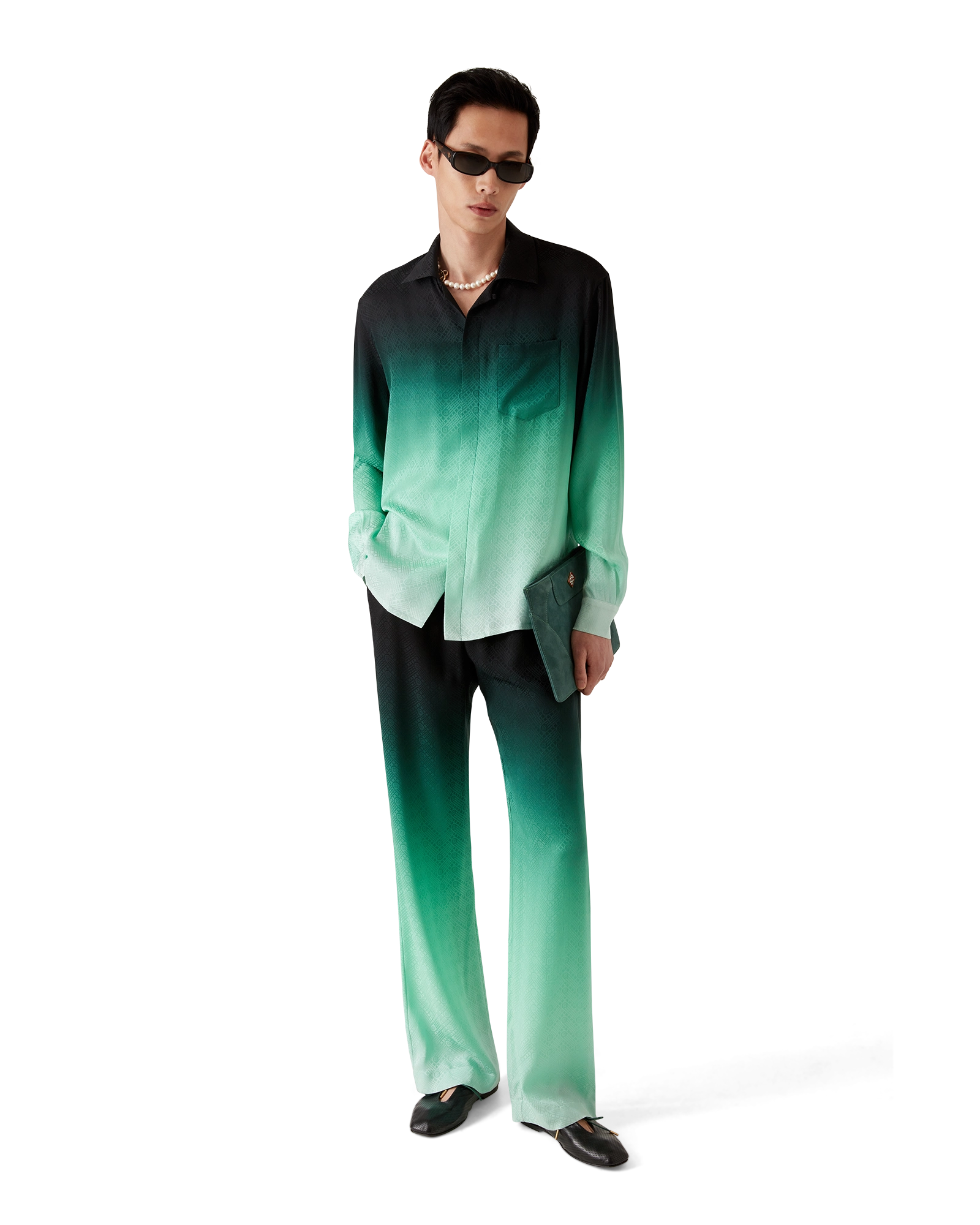 Gradient Ping Pong Jacquard Silk Trousers - Image 2
