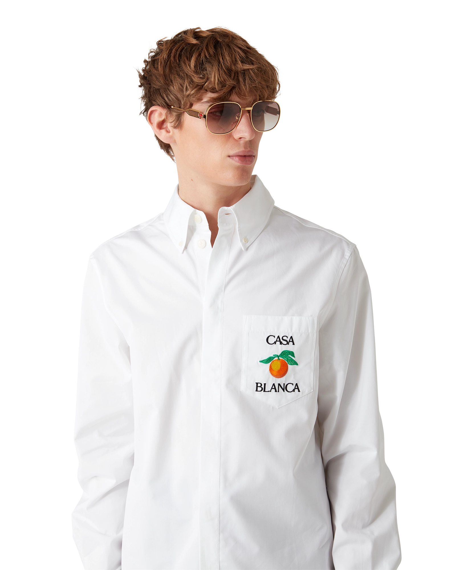 Embroidered Orange Oxford Shirt - Image 5