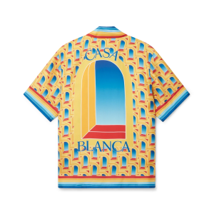 L'Arche De Jour Cuban Collar Silk Shirt