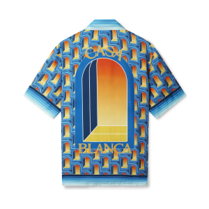 L'Arche De Nuit Cuban Collar Short Sleeve Silk Shirt