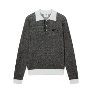 Boucle Stripe Long Sleeve Polo Shirt